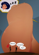 drawing feet sleeping color toes barefoot soles low_angle short_hair unaware shrunken_woman clover closed_eyes point_of_view totally_spies dialogue alex sam back_hair rtuenuik2 towering_foot