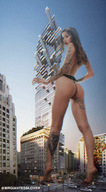 giantess collage city mega blonde color long_hair destruction barefoot buildings blood street gore vehicles outdoors sky tattoo looking_back semi_nude rear_view bare_back bare_legs bare_thighs mrgiantesslover numa.ink