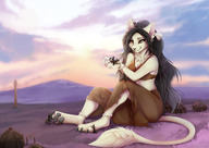 drawing gentle giantess furry macro tail cat anthro black_hair color long_hair clothed handheld barefoot brown_eyes smiling paws dress hand village cloud tribal outdoors sky tinies ankle_bracelet necklace looking_at_viewer handled looking_at_tiny bare_midriff onyx bare_paws stampy lycangel paw_pad totem_pole