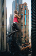 giantess collage city mega color long_hair clothed high_heels buildings brunette boots latex outdoors sky black_boots lagunalela