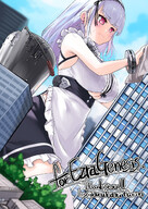 drawing white_hair city color long_hair buildings pink_eyes maid_uniform clouds outdoors sky washing bracelet bucket arukarifurin erzagenesis