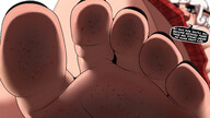 drawing white_hair crush micro feet blushing upskirt color toes barefoot soles blood tiny low_angle smiling foot_crush teasing cruel under_foot nail_polish tinies elf_girl point_of_view dialogue mspaintgts sadistic_smile bare_legs mel
