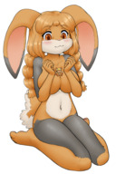 gentle giantess nude furry size_difference large_breasts long_hair bunny cleavage braid between_breasts miniguy alloyrabbit chrome squished lionel