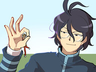 male glasses smiling minigirl background sky ace_attorney smirking robin_newman hugh_oconner