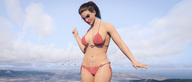 giantess landscape giga swimsuit brunette ponytail airplane jets sunglasses digital_render