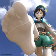 feet giant male clothed shorts point_of_view shrunkengts genshin_impact venti gentle_giant