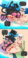 bikini drawing white_hair feet furry black_hair color cum blue_eyes beach barefoot orgasm tiny paws shrunken_man teasing june smothering mspaintgts white_eyes mel striped_bikini