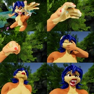 giantess vore furry comic blue_hair fairy fox police hand fangs burp digital_render sly_cooper orange_skin carmelita_fox sly_cooper_(series) f/f sizebox