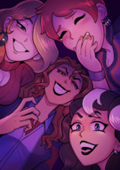 drawing long_hair clothed brunette domination red_hair looking_down laughing women spittygiantessshrink
