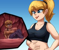 drawing gentle vore blonde color in_stomach licking belly_rub saninaka nikkiscutefeet maryistasty