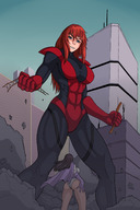 breasts drawing growth giantess city mega black_hair color large_breasts butt destruction blue_eyes rampage buildings outgrowing_building gloves red_hair muscles looking_down thighs costume superman lois_lane cape giant_girl belt leotard power_girl thick_thighs looking_at_tiny dc_comics mary_jane spider-man marvel_comics earth_20052 ci0 fusion snarkymofo mj