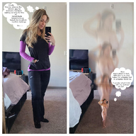 collage blonde comic shrinking phone shrunken_woman dialogue disappearing_clothes ishrink app