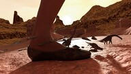 giantess destruction clothed high_heels multiple_sizes running game maid_uniform multiple_giantesess digital_render dinosaurs velocity-vektor