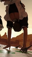 giantess clothed high_heels multiple_sizes game giantesses maid_uniform twister digital_render dinosaurs velocity-vektor
