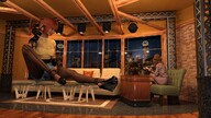 gentle bra high_heels stockings red_hair mini_giantess sitting shorts desk studio shirt sofa mini_skirt tables digital_render velocity-vektor talk_show