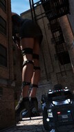 giantess city clothed skirt high_heels buildings stockings standing alley digital_render velocity-vektor