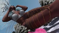 giantess white_hair feet wings barefoot bra mountains dark_skin antlers anklets digital_render velocity-vektor fair