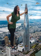breasts giantess collage city mega destruction helicopter skyscraper hands_on_hips korea ariane zebos2003 costa seoul