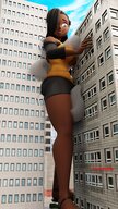 growth giantess city black_hair low_angle sandals dark_skin slippers bare_thighs strykewitch honolulusize