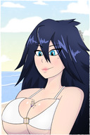 bikini drawing giantess color large_breasts beach shrunken_woman between_breasts ndrea