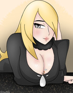 breasts giantess pokemon blonde small_woman between_breasts sonia_(pokemon) cynthia_(pokemon) ndrewnsfw