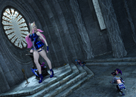 giantess blonde long_hair clothed high_heels domination kneeling window standing throne digital_render throneroom leagueoflegends