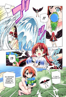 bikini drawing giantess wings manga comic color red_hair water_gun blue_bikini bikiny yuuna-sans_ghost_inn chisake karura