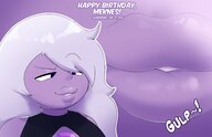 drawing giantess white_hair vore color long_hair blue_eyes mouth lips close_up swallowed mouth_play birthday zoom purple_skin sound_effects steven_universe amethyst gift_art lewdssonk