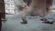 giantess crush city comic military scared foot_crush fire day civilians vehicles smoke screaming soldiers digital_render bullies lfcfan cracked_asphalt