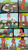 drawing giantess panties mega comic black_hair color long_hair barefoot rampage bra blood goddess foot_crush dark_skin outdoors crouching disney native dialogue hands_on_hips running_away pocahontas deer native_american looking_at_tiny bare_legs bare_midriff xraycorona colonists