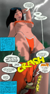 drawing giantess panties masturbation mega comic black_hair color long_hair bra domination asian bondage outdoors disney ripped_clothing lightning dialogue pole hands_behind_head looking_at_tiny bare_legs mulan bare_midriff xraycorona shang