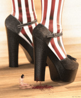 giantess crush size_difference high_heels blood stockings shrunken_woman shrunken_man cruel digital_render cruel_giantess