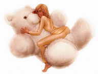 blonde clothed barefoot pajamas home shrunken_person teddy_bear digital_render yuni