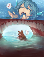 giantess vore tongue teeth touhou mermaid utopia wakasagihime kagerou_imaizumi imminenet_vore