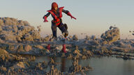 breasts giantess city mega large_breasts long_hair ocean buildings gloves red_hair boots costume giant_girl belt digital_render mary_jane spider-man marvel_comics earth_20052 ci0 justasfmusername