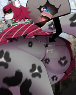drawing furry blushing upskirt black_hair color butt blue_eyes skirt green_eyes tiny red_hair bondage june top mspaintgts tiny_female