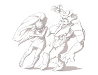 drawing giantess monochrome long_hair clothed dress fighting adventure_time canyon susan_strong shoulder_check anonymous_artist cartoon_network