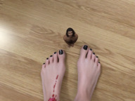 gentle nude feet toes barefoot shrunken_man standing looking_up pedicure tattoo digital_render froggygts