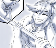 breasts drawing monochrome workout shrunken_man ace_attorney athena_cykes kogochew between_breasts simon_blackquill