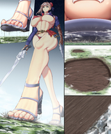 giantess city mega destruction gun high_heels muscles walking foot_print continent gun_sword
