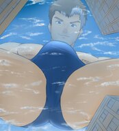 giga city mega giant male underwear bulge looming looking_down astechro human xord topless_male