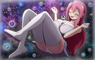 giantess panties giga mega upskirt space huge_breasts goddess open_mouth universe closed_eyes thedaibijin human annabelle omni