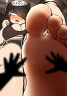 drawing feet blushing black_hair color barefoot low_angle foot_crush teasing cat_girl june point_of_view mspaintgts