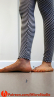 collage clothed barefoot tiny legs unaware standing microstudio