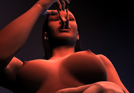 giantess nude vore mega aroused long_hair handheld brunette carg chell portal digital_render