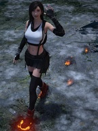 giantess giga black_hair destruction tifa brown_eyes boots walking thigh_highs digital_render tifa_lockheart