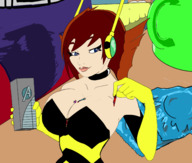 breasts drawing micro color large_breasts giant cleavage brunette condom gloves hawkeye shrunken_man avengers iron_man captain_america on_breasts janet_van_dyne marvel_comics the_wasp between_breasts avengers_tower avengers_earths_mightiest_heroes giant-man
