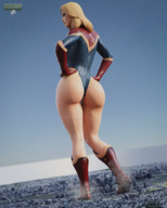 breasts city mega blonde butt destruction rampage buildings goddess gloves boots leotard hands_on_hips digital_render bare_legs marvel_comics captain_marvel carol_danvers wotm8h8
