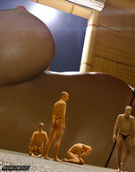 giantess panties sleeping comic large_breasts sweat elf shrunken_men bbw navel belly voluptuous digital_render opal ashkiiwolf
