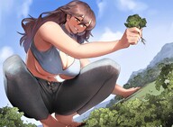 giantess clothed barefoot cleavage huge_breasts tree forest pants aliessa human kkasi00